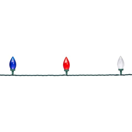 16ft. Red, White and Blue LED C9 Christmas Light Set on Wire, 25ct.